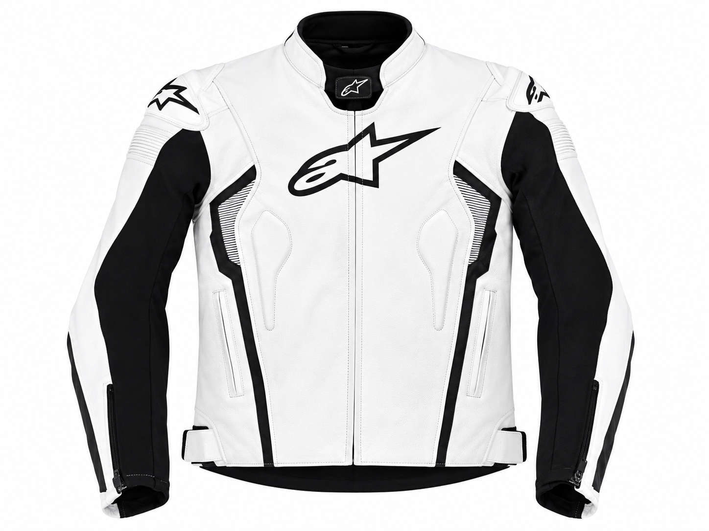 GP plus V4 White Leather Jacket with inside Armour