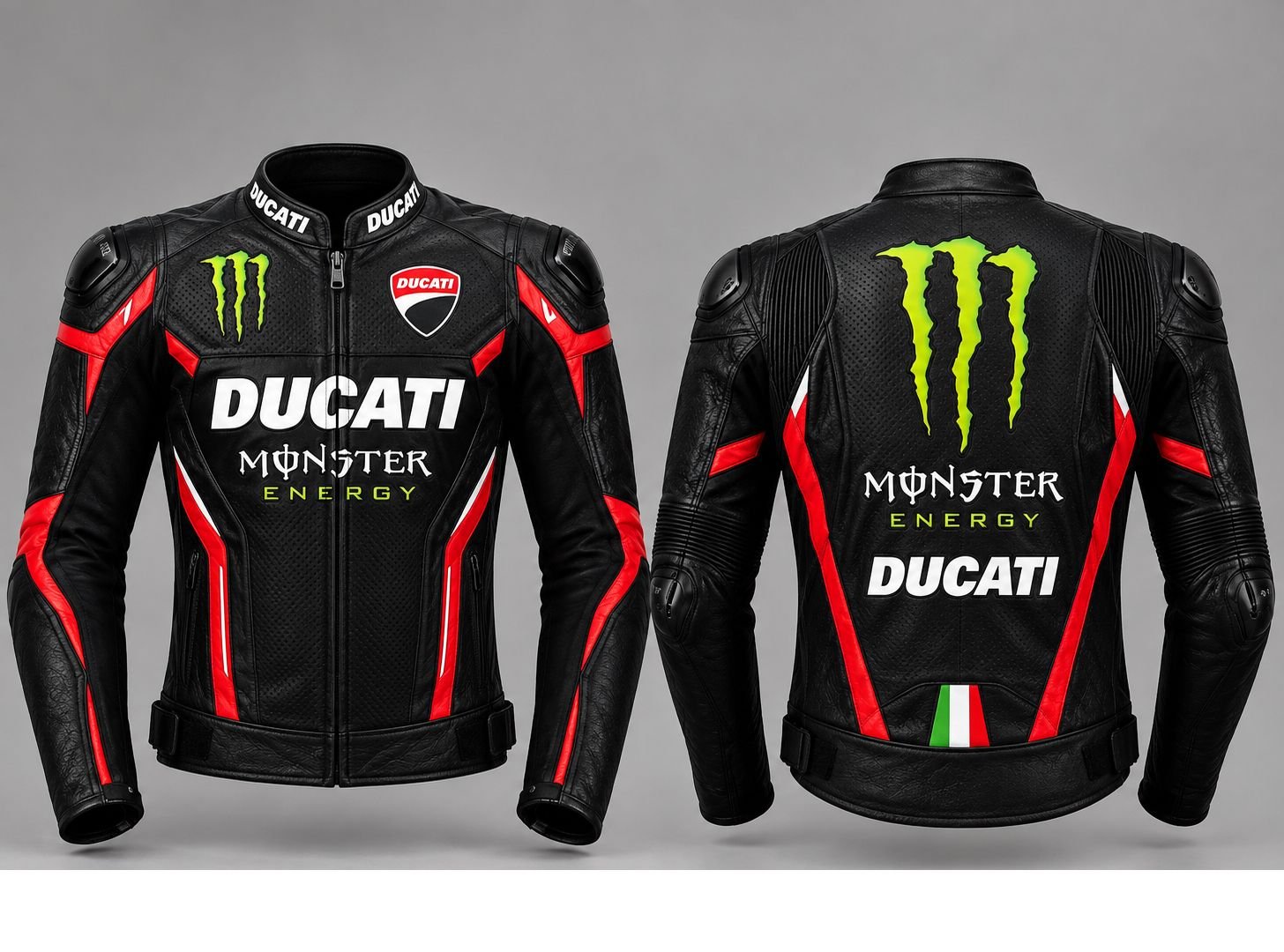 Ducati Inspired Leather Motorcycle Set | Genuine Kangaroo Leather | Custom Fit | Motorcycle Riding Gear